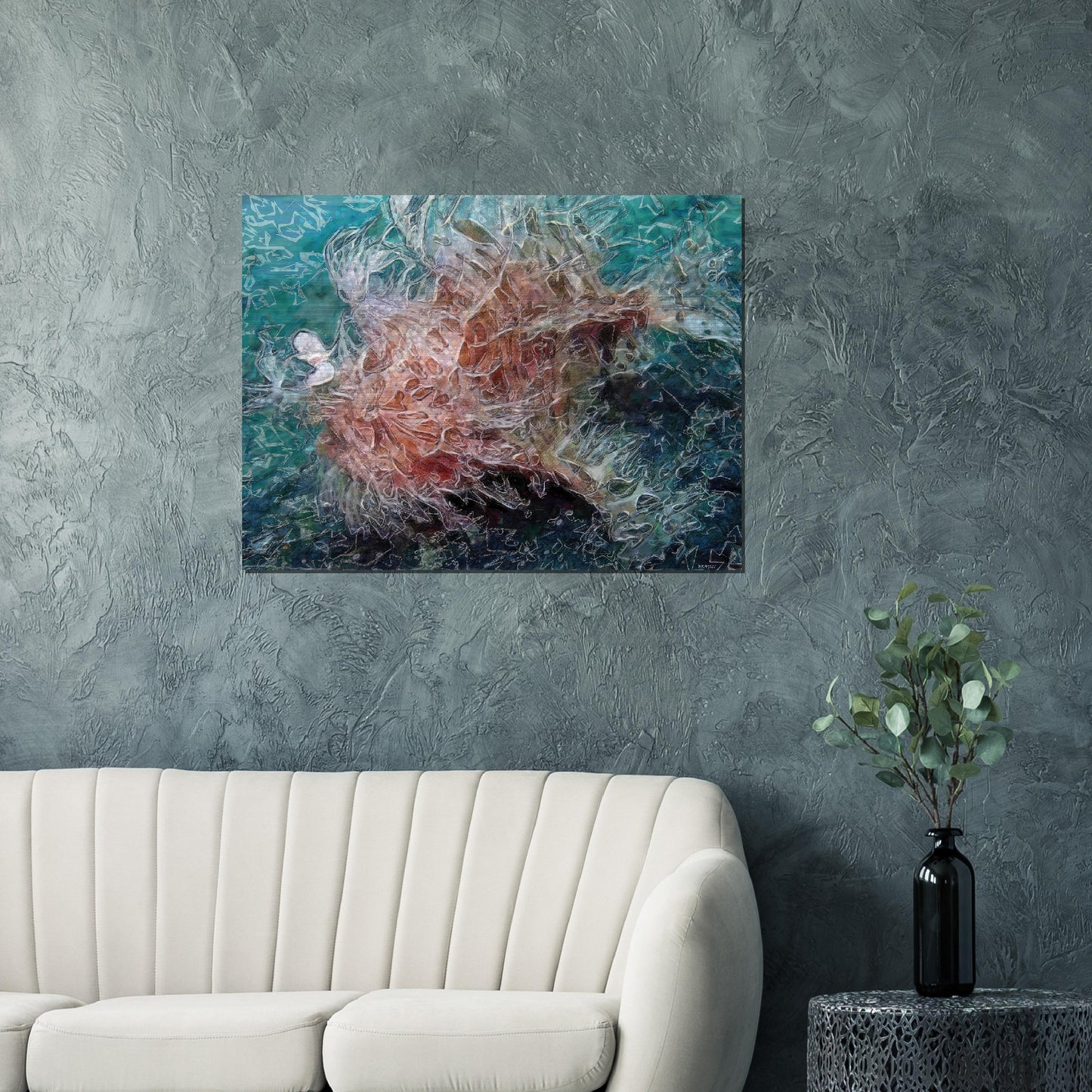 Hairy frogfish, Brushed Aluminum Print