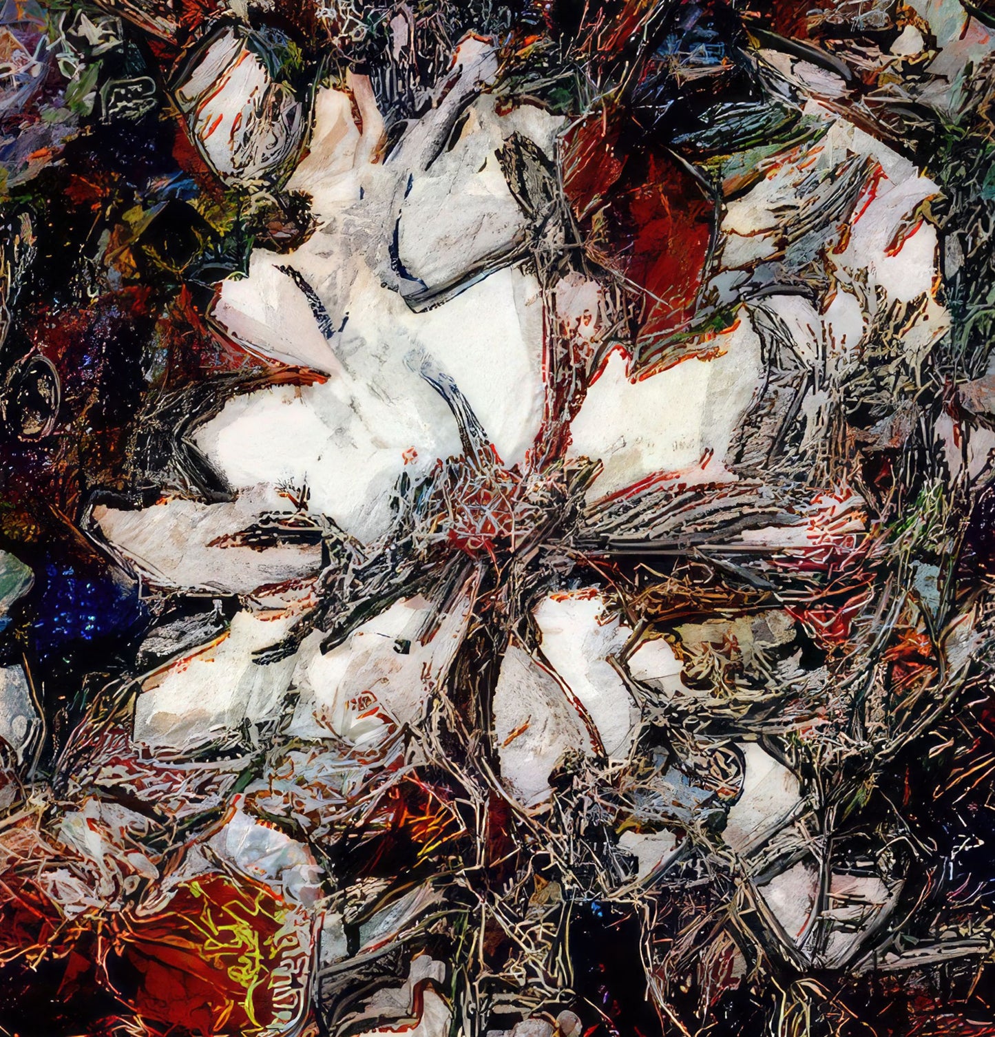 Flowers study 4, Metal 100 x 100 cm