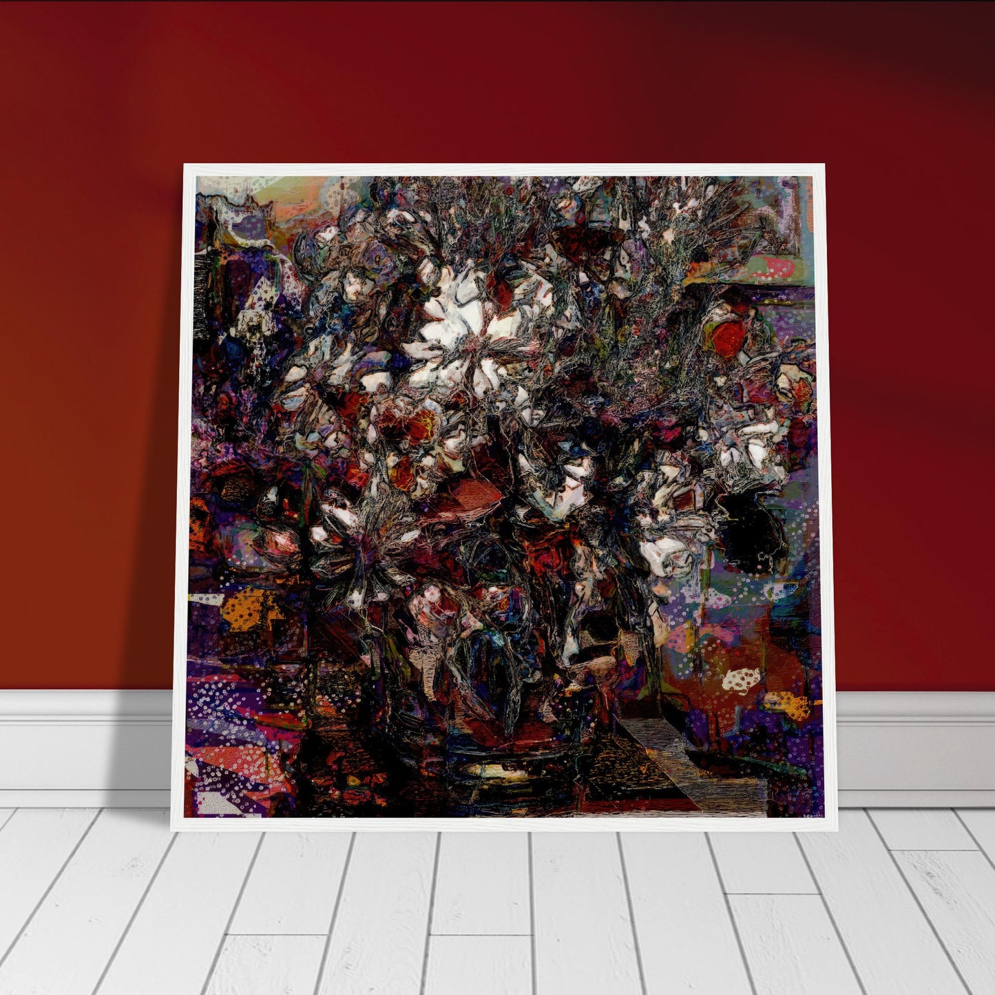 Flowers study 4, Museum-Quality Matte Paper Wooden Framed Poster