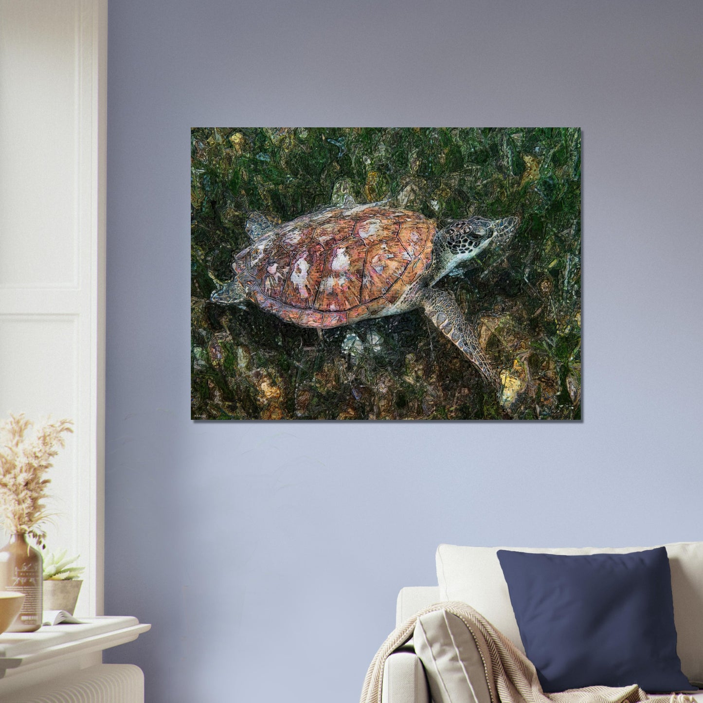 Turtle, Brushed Aluminum Print