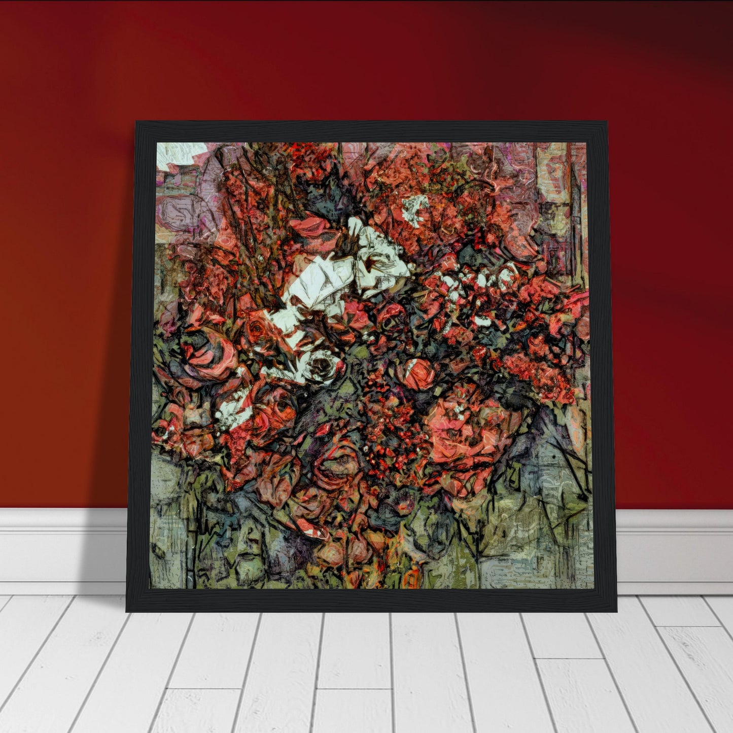 Flowers study 12, Museum-Quality Matte Paper Wooden Framed Poster