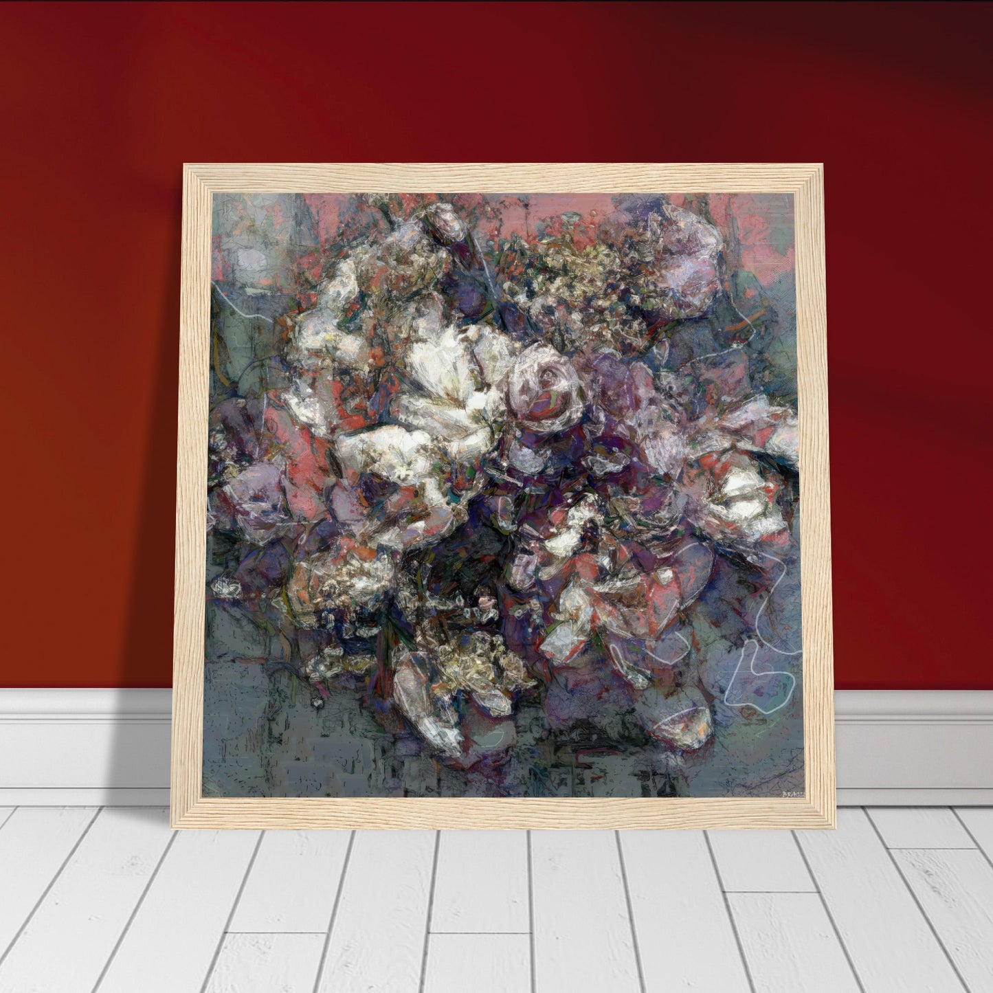 Flowers study 3, Museum-Quality Matte Paper Wooden Framed Poster