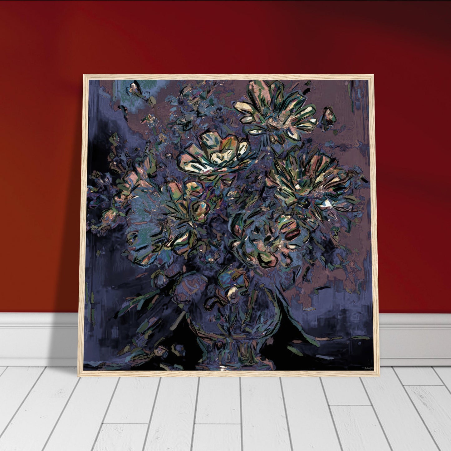Flowers study 5, Museum-Quality Matte Paper Wooden Framed Poster