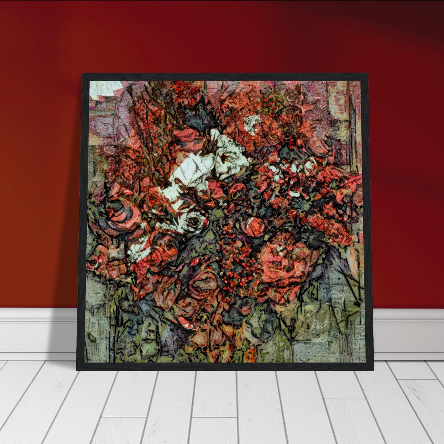 Flowers study 12, Museum-Quality Matte Paper Wooden Framed Poster