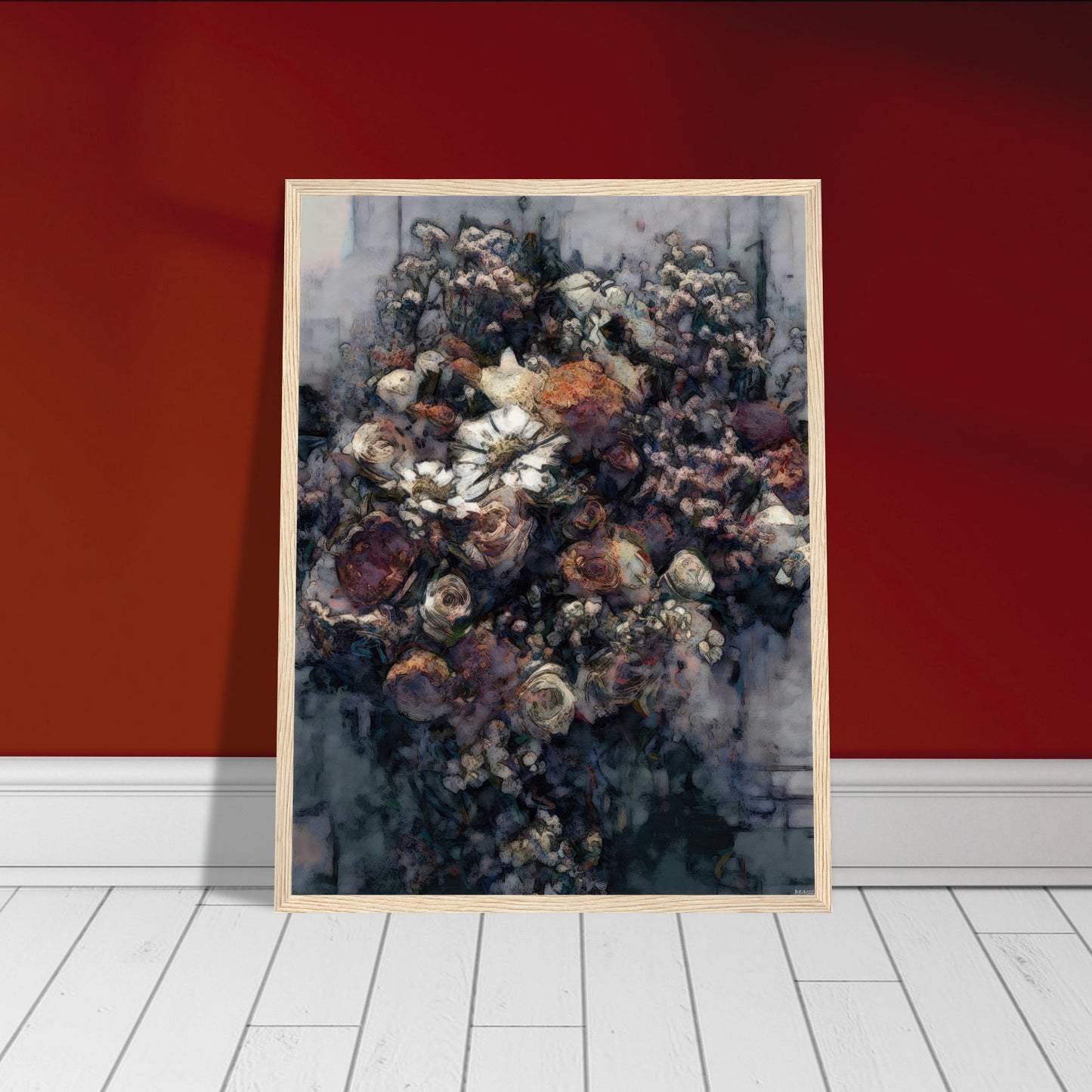 Flowers study 21, Museum-Quality Matte Paper Wooden Framed Poster