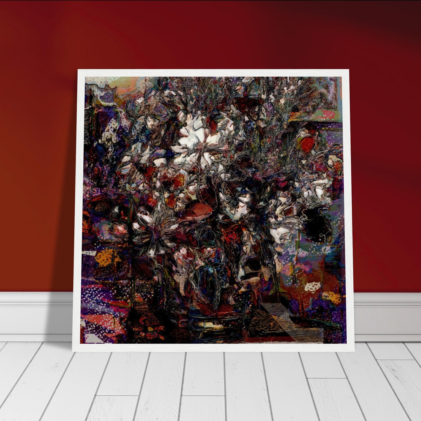 Flowers study 4, Museum-Quality Matte Paper Wooden Framed Poster