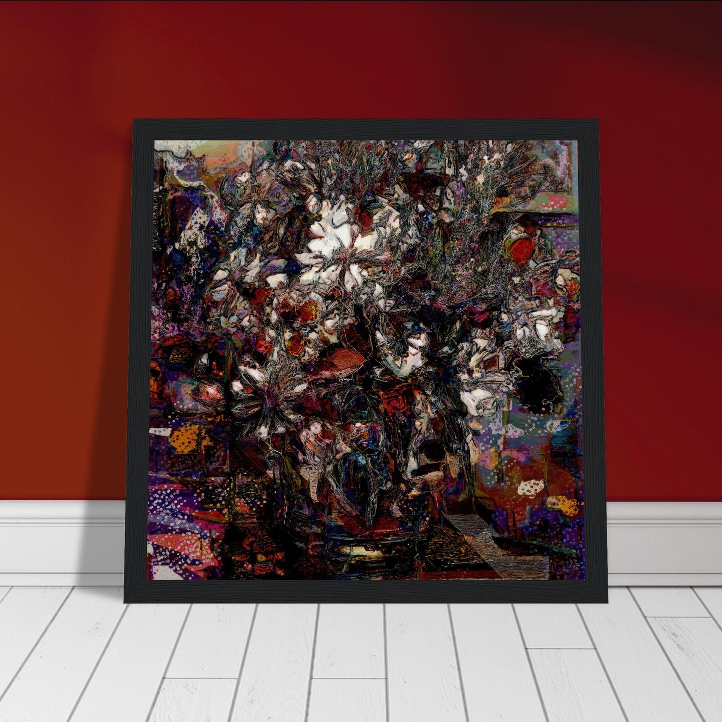 Flowers study 4, Museum-Quality Matte Paper Wooden Framed Poster