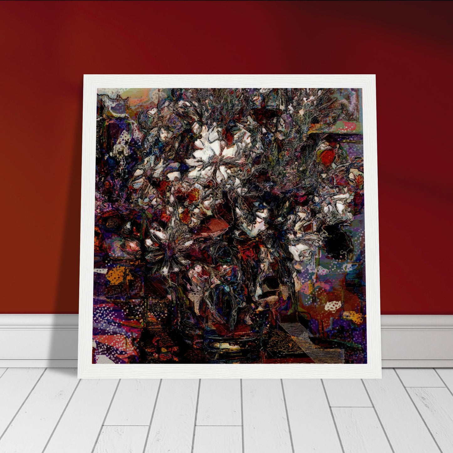 Flowers study 4, Museum-Quality Matte Paper Wooden Framed Poster