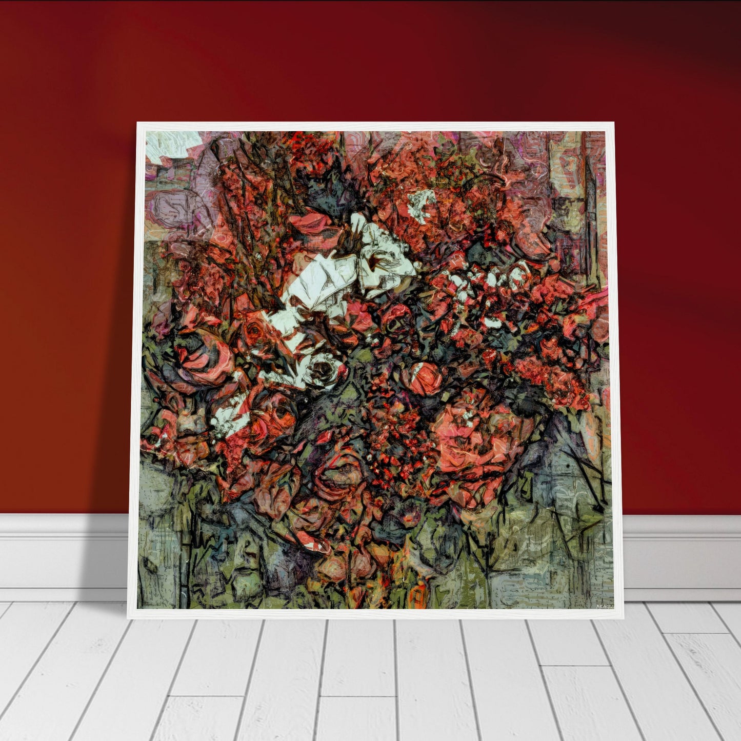 Flowers study 12, Museum-Quality Matte Paper Wooden Framed Poster