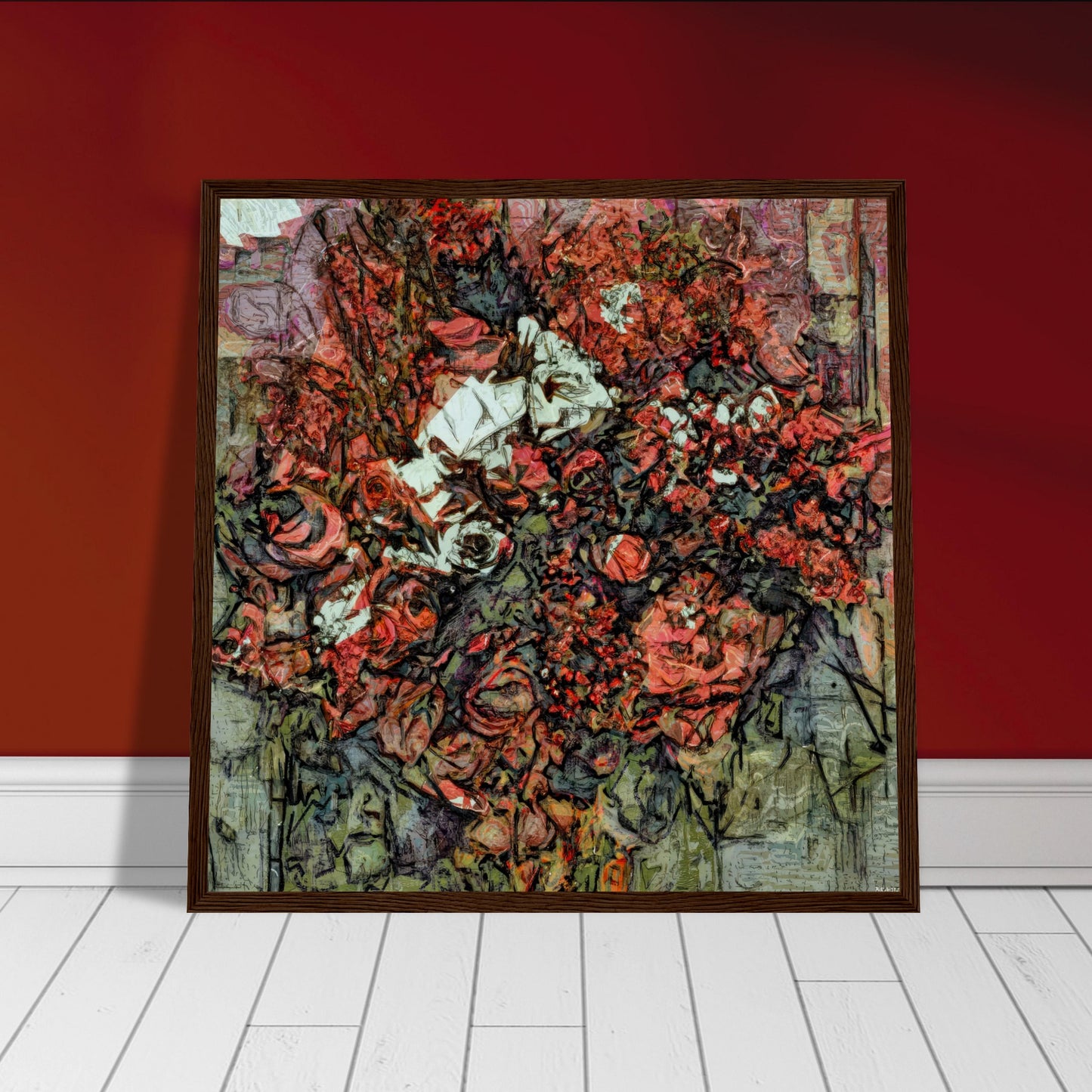 Flowers study 12, Museum-Quality Matte Paper Wooden Framed Poster