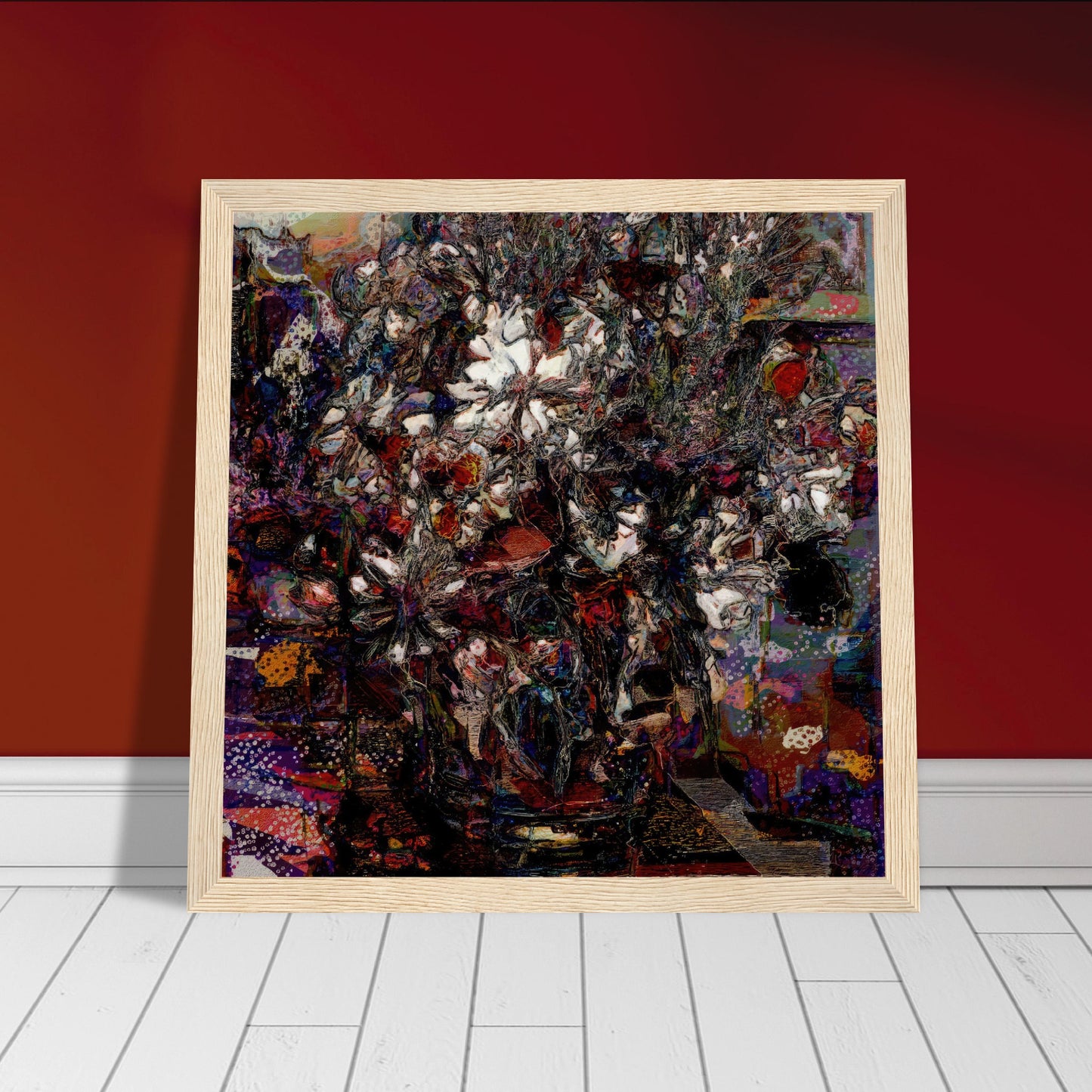 Flowers study 4, Museum-Quality Matte Paper Wooden Framed Poster