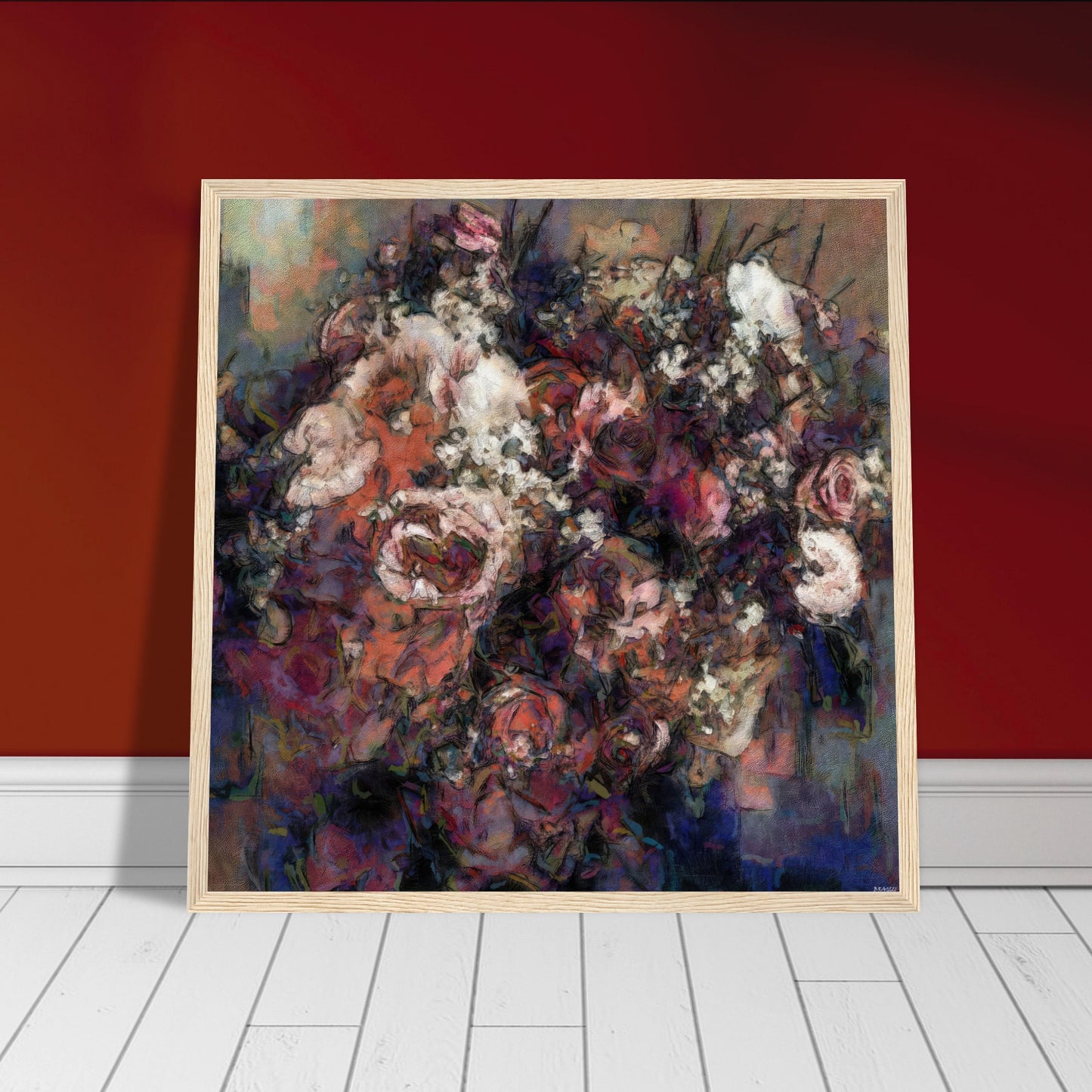 Flowers study 17, Museum-Quality Matte Paper Wooden Framed Poster