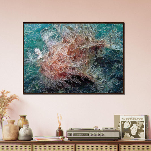 Hairy frogfish, Museum-Quality Matte Paper Wooden Framed Poster