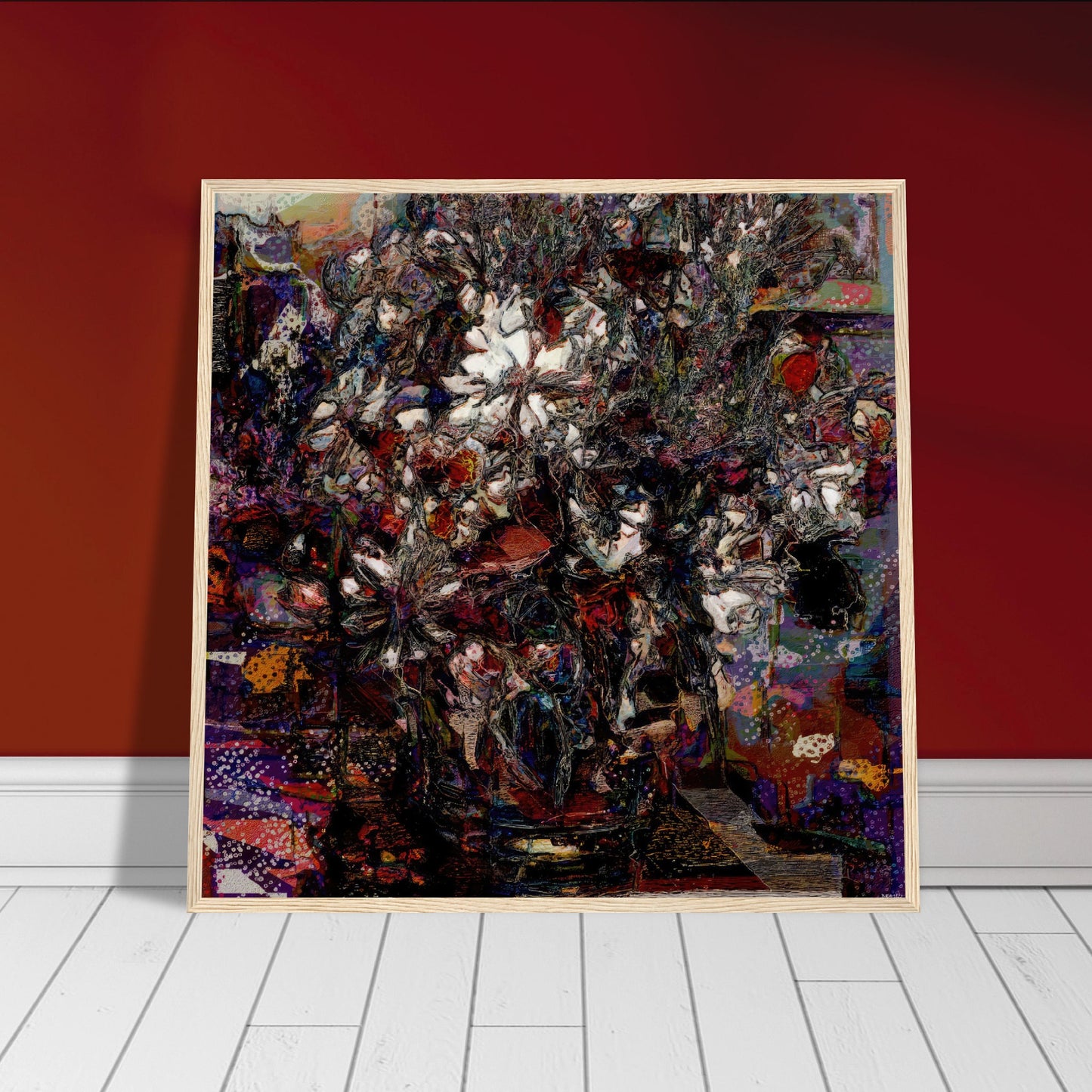 Flowers study 4, Museum-Quality Matte Paper Wooden Framed Poster